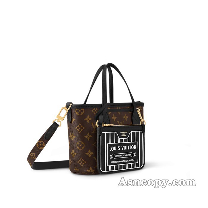 ルイヴィトングレインレザーネヴァーフル・インサイドアウト BBショルダーバッグ M12099ブラック