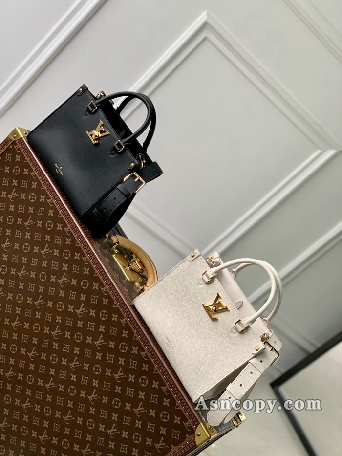 ルイヴィトングレインカーフレザーロック＆ゴートートバッグ  M23637クオーツ