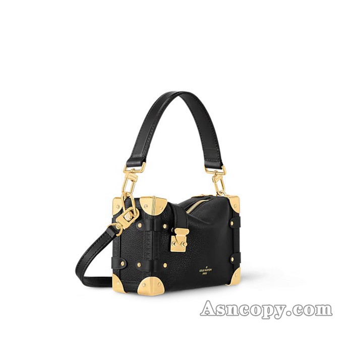 ルイヴィトングレインカーフレザーサイドトランク PMショルダーバッグ M23817ブラック