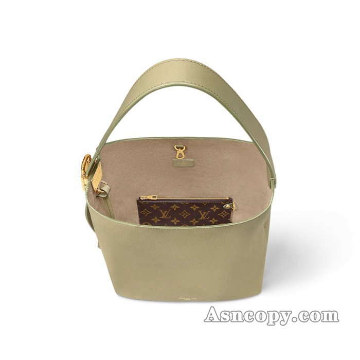 ルイヴィトングレインカーフレザーロウキー・ホーボー MMショルダーバッグ M24988クレイ グリーン