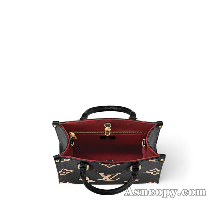 ルイヴィトンモノグラム・アンプラント オンザゴー PMトートバッグ M45659ブラック ベージュ