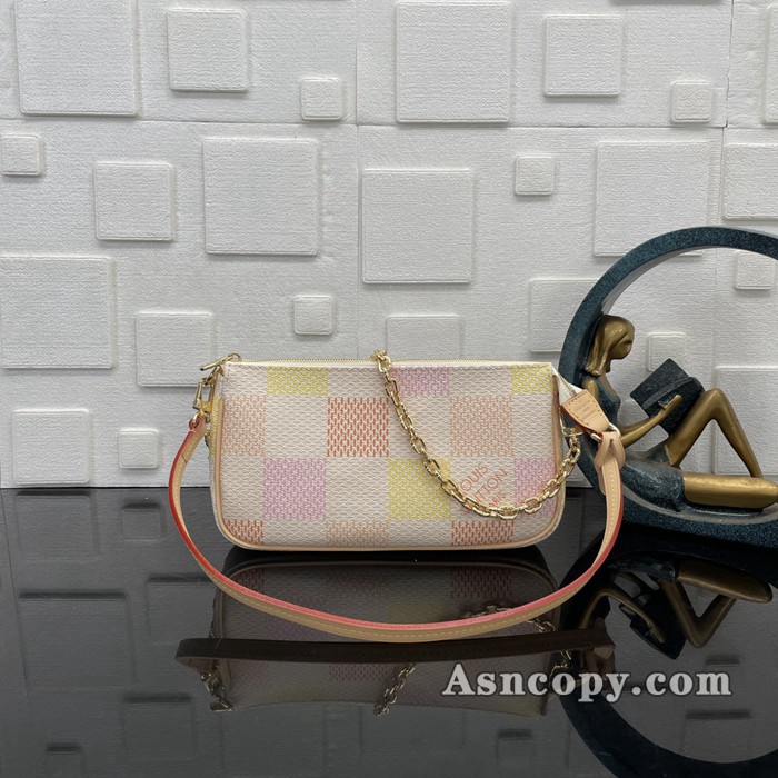 ルイヴィトンダミエポシェット･アクセソワールショルダーバッグ  N40642ピーチ ピンク