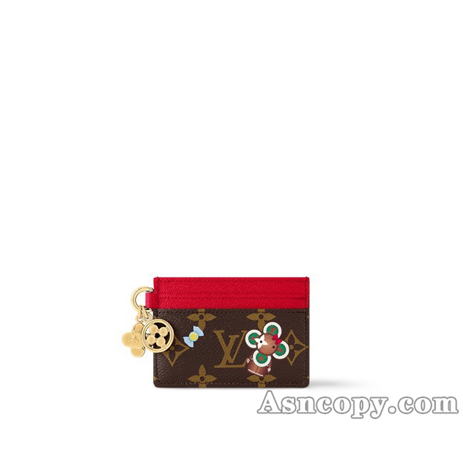 ルイヴィトンモノグラムカードケース ポルト カルト･LV チャーム M12215モノグラム / キャンディ レッド