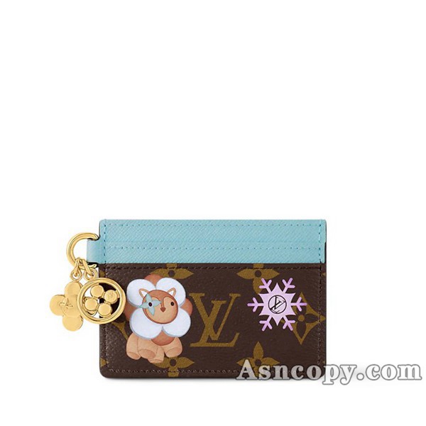 ルイヴィトンモノグラムカードケース ポルト カルト･LV チャーム M12227モノグラム / アズール フロスト