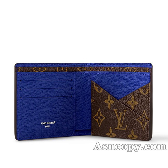 ルイヴィトンモノグラム･マカサーポルトフォイユ･ミュルティプル二つ折り財布 M12835インディゴブルー