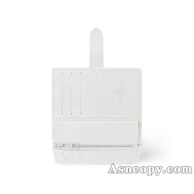 ルイヴィトンマットカーフレザーLV ヴェルティカル ウォレット コンパクト財布 M82998オプティカル ホワイト