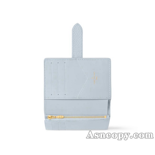 ルイヴィトントリヨンレザーカプシーヌLV ヴェルティカル ウォレット コンパクト財布 M83572オランプ ブルー